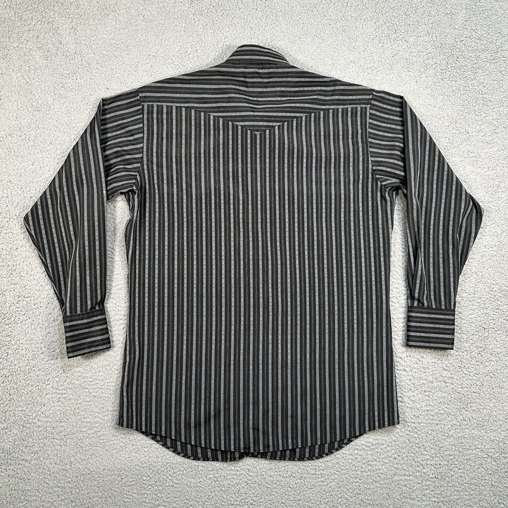 Panhandle Slim Shirt Mens 16 34 Black Striped‎ Geometric Western Pearl Snap Logo - Picture 11 of 11